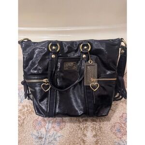 2010 coach poppy double hang tag black bag
